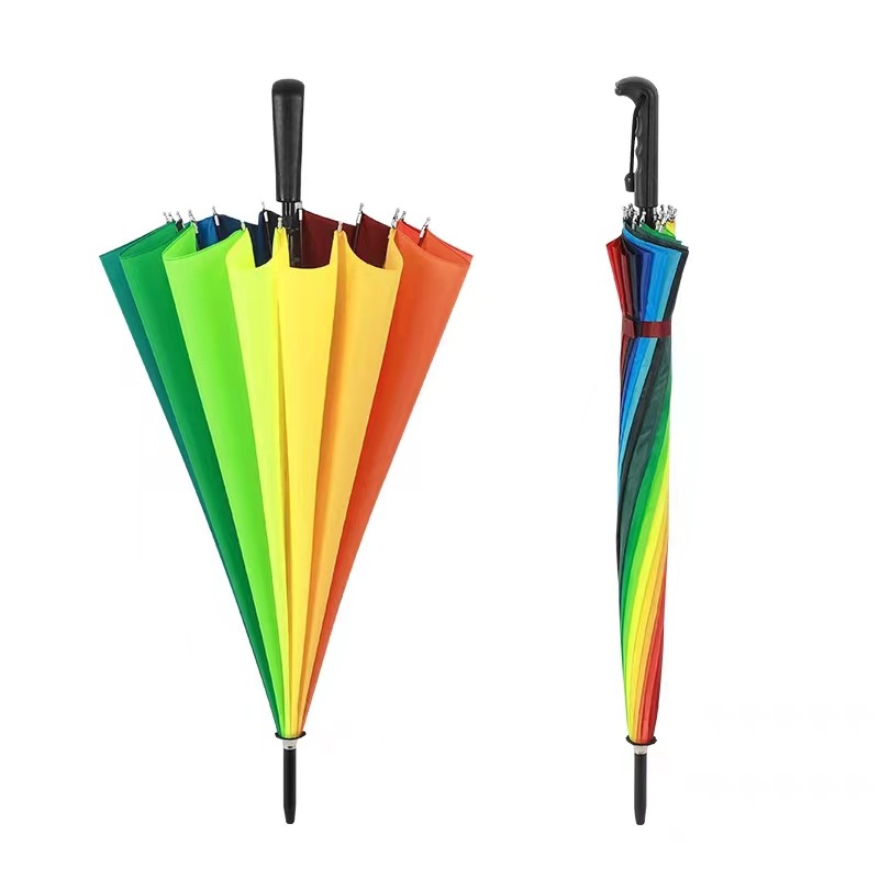 16 Ribs Long Straight Rainbow Umbrella