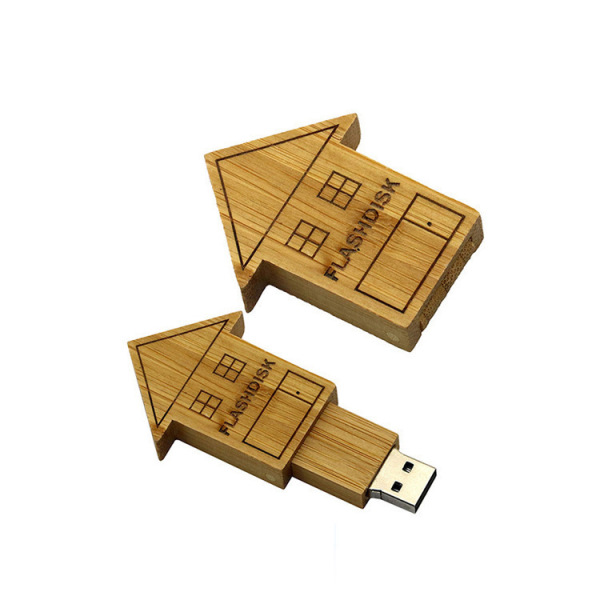 Bamboo Wood House Shaped USB Drive