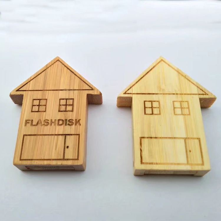 Bamboo Wood House Shaped USB Drive