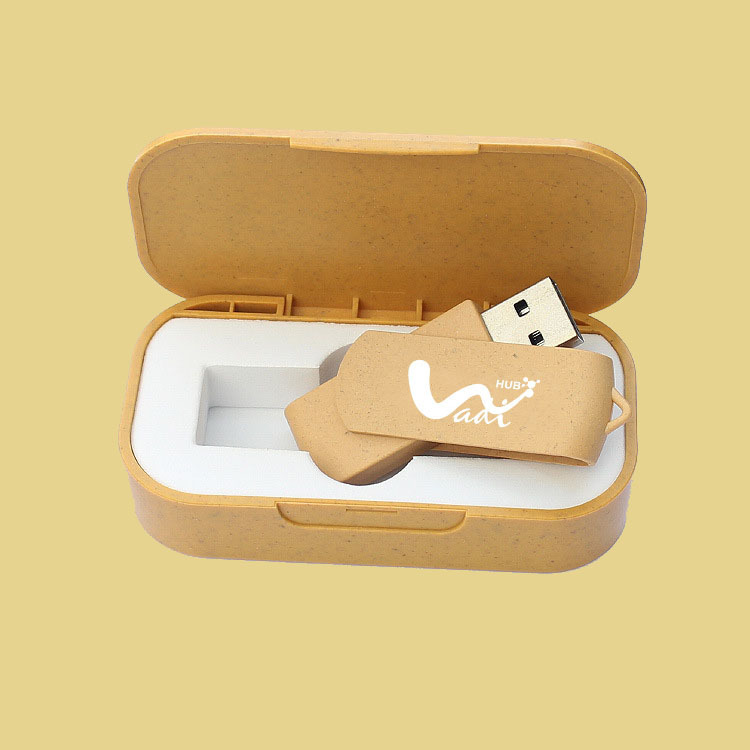 Wheat Straw Rotating USB Drive