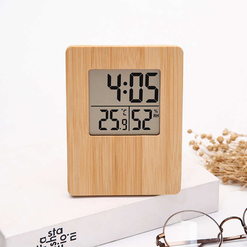Bamboo Wood Weather Station Clock