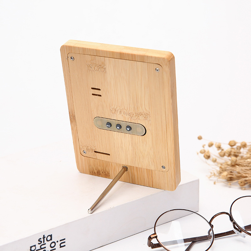 Bamboo Wood Weather Station Clock