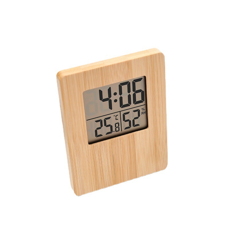 Bamboo Wood Weather Station Clock