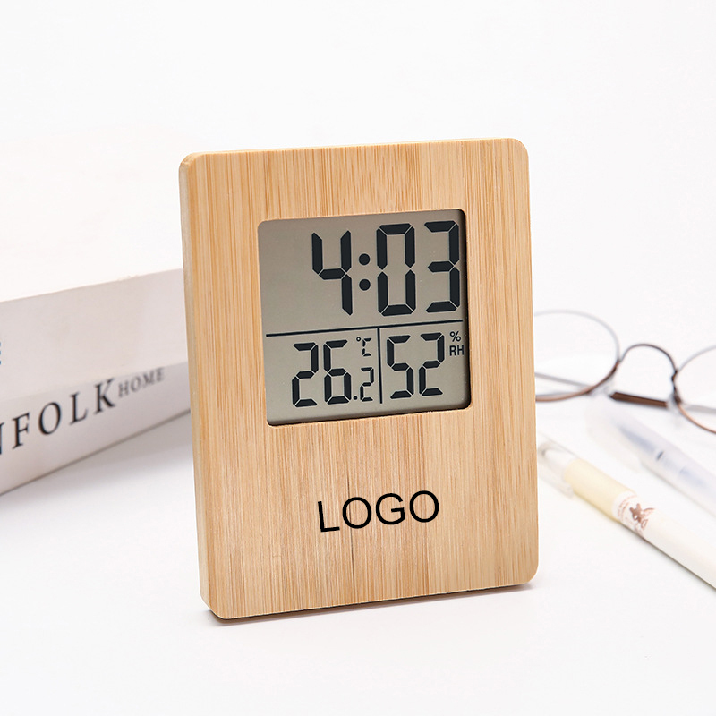 Bamboo Wood Weather Station Clock