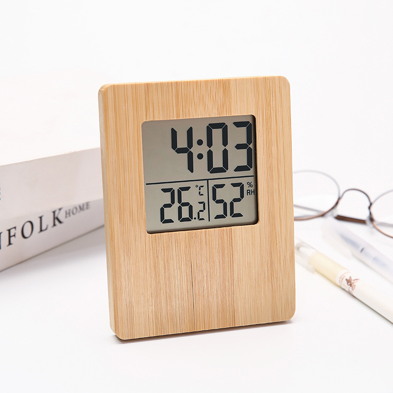 Bamboo Wood Weather Station Clock