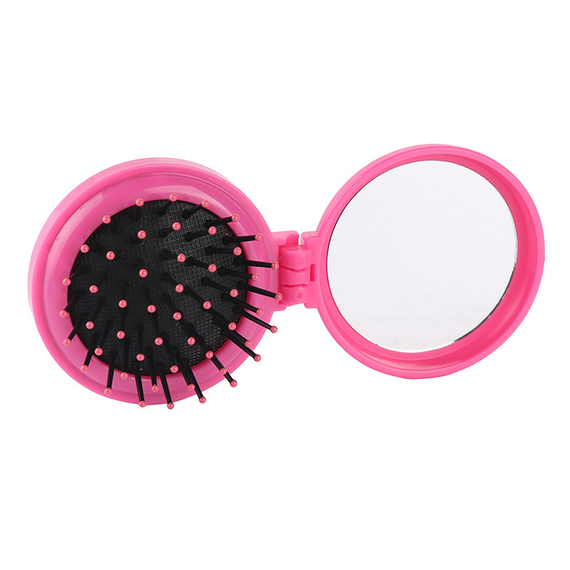 Round Folding Mirror Comb