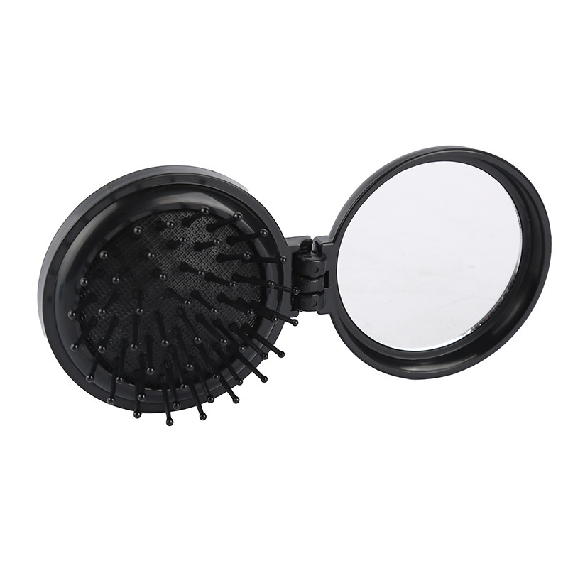 Round Folding Mirror Comb