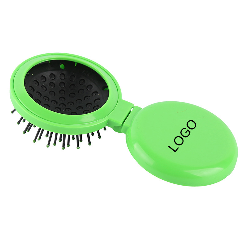 Round Folding Mirror Comb