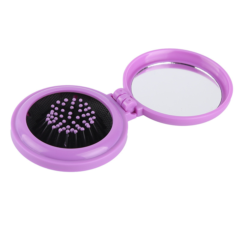 Round Folding Mirror Comb