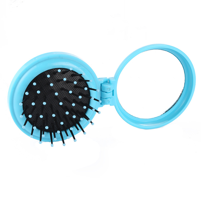 Round Folding Mirror Comb