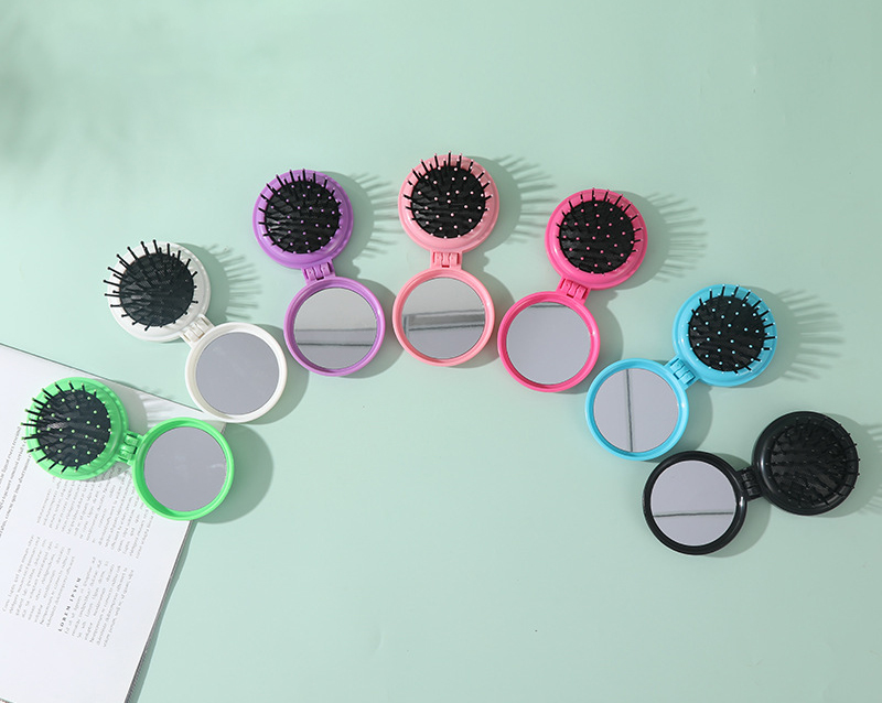 Round Folding Mirror Comb