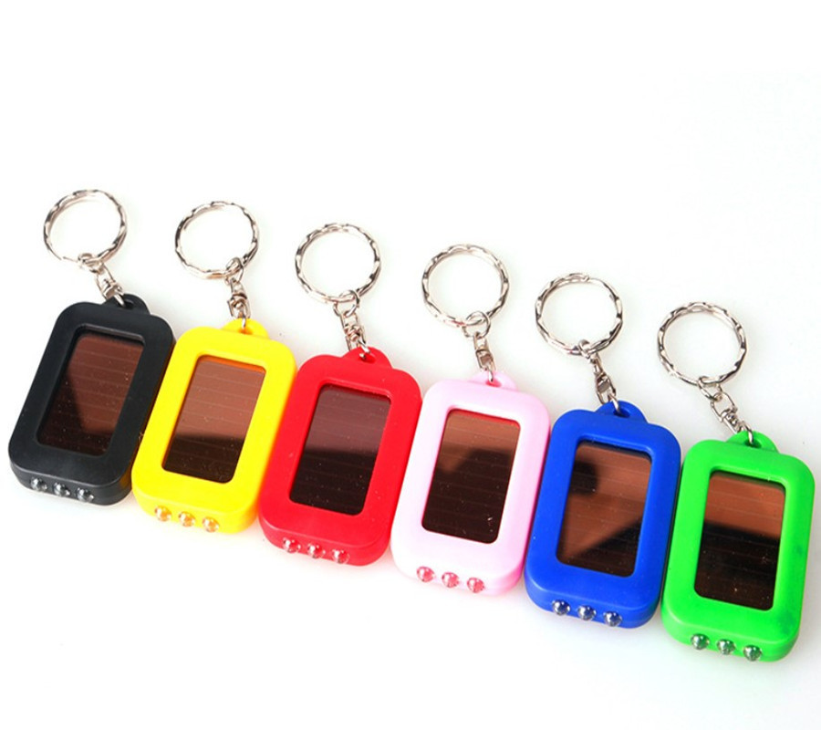 Solar Power LED Flashlight Keychain