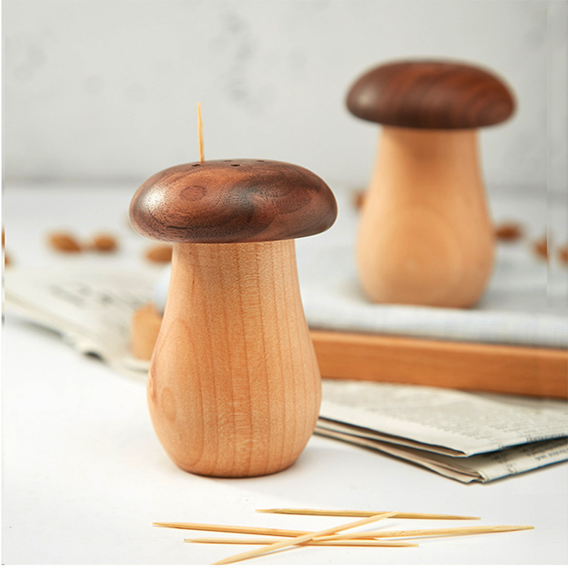 Wooden Mushroom Toothpick Holder