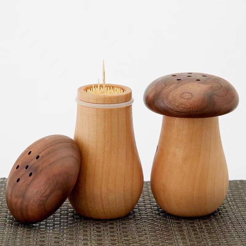 Wooden Mushroom Toothpick Holder