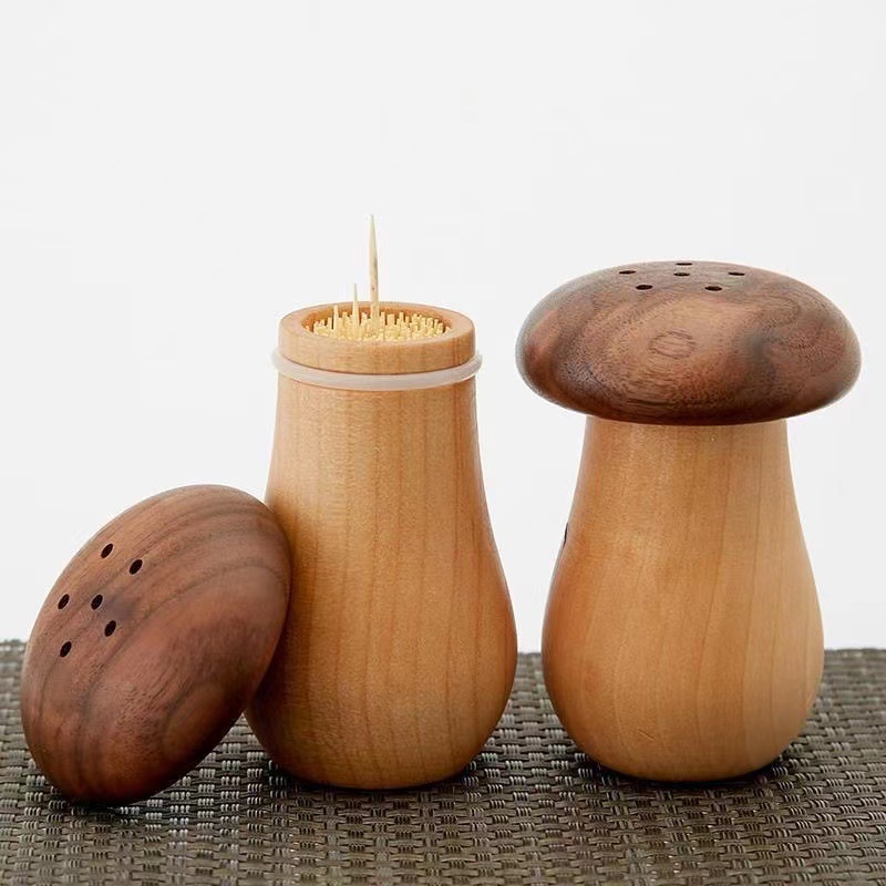 Wooden Mushroom Toothpick Holder