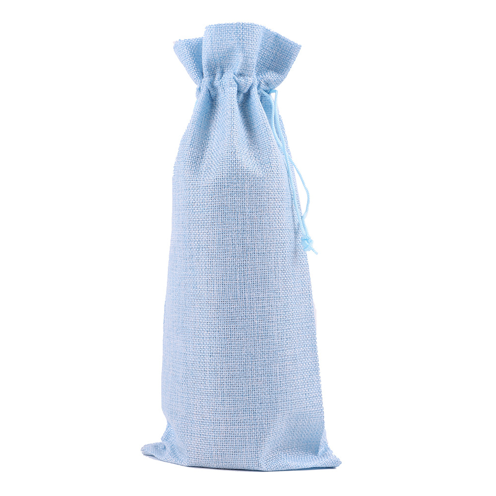 Linen Drawstring Wine Bag