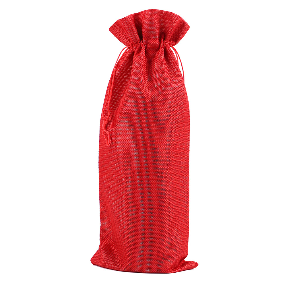 Linen Drawstring Wine Bag