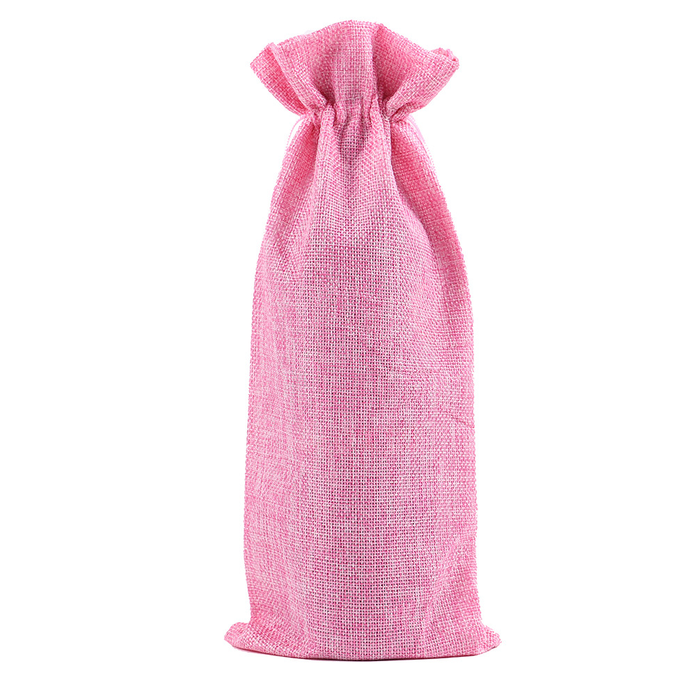 Linen Drawstring Wine Bag