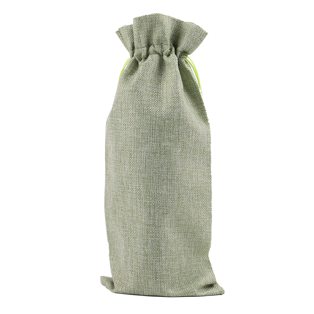 Linen Drawstring Wine Bag