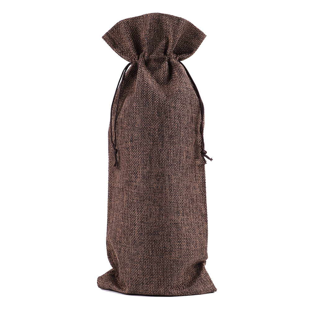 Linen Drawstring Wine Bag