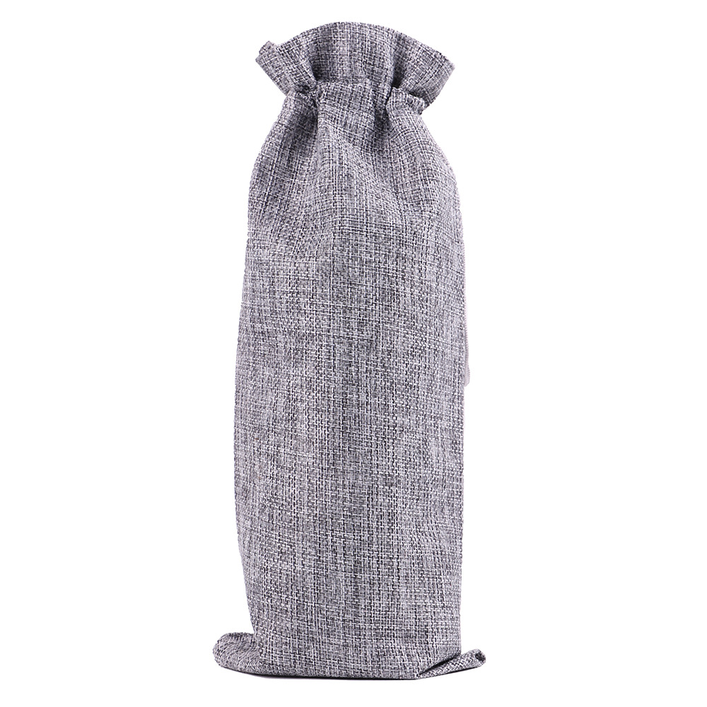 Linen Drawstring Wine Bag