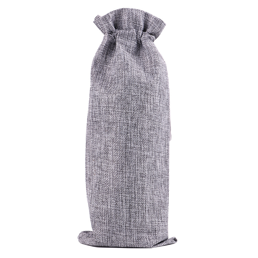 Linen Drawstring Wine Bag