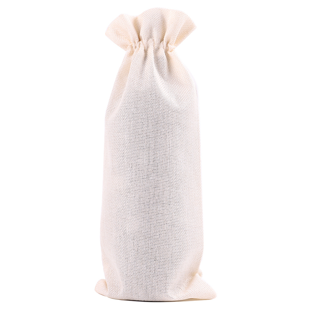 Linen Drawstring Wine Bag