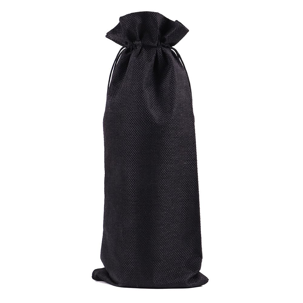 Linen Drawstring Wine Bag