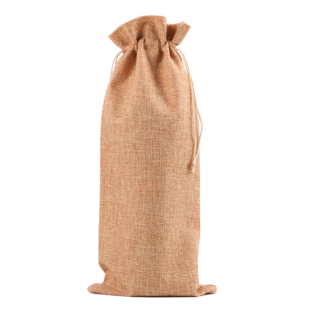 Linen Drawstring Wine Bag