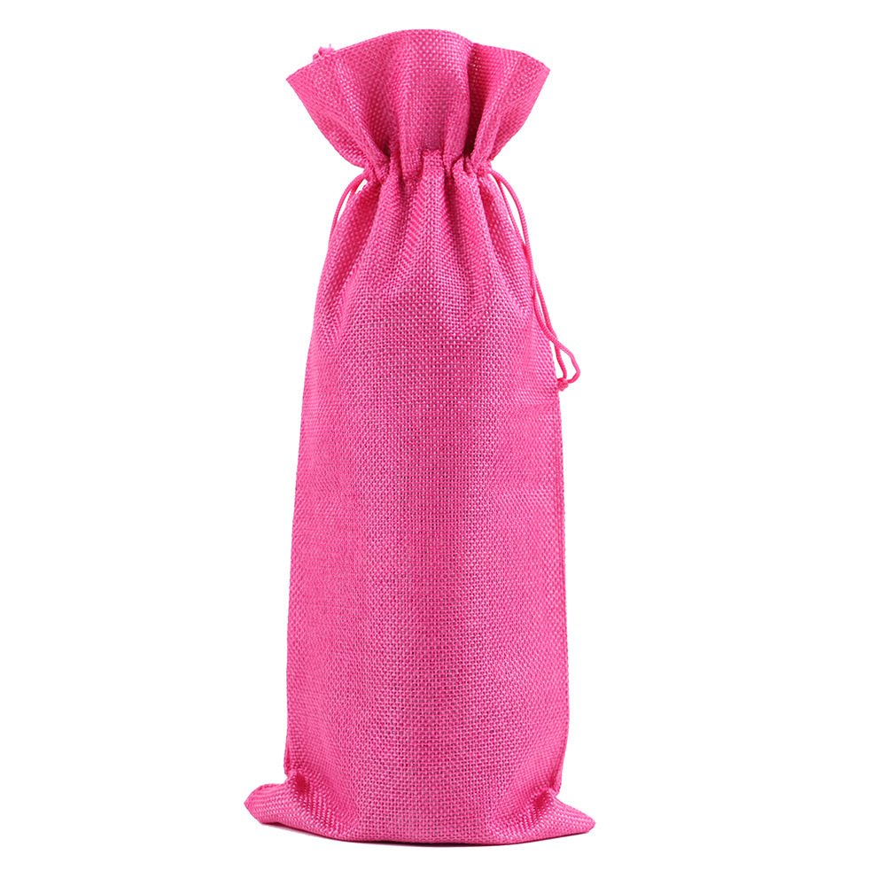 Linen Drawstring Wine Bag