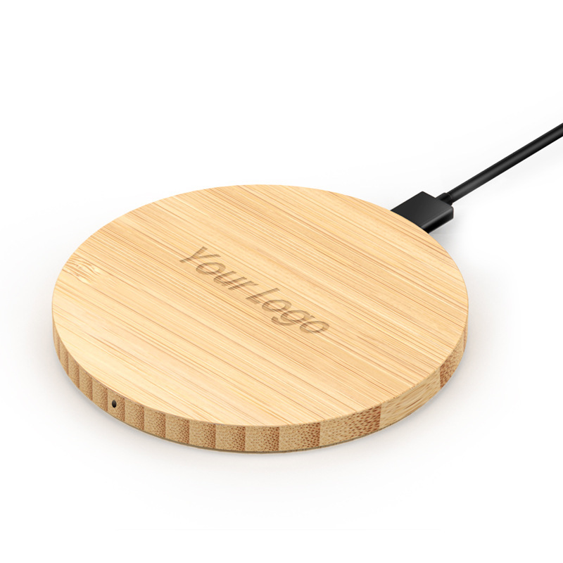 Round Bamboo Wireless Phone Charger