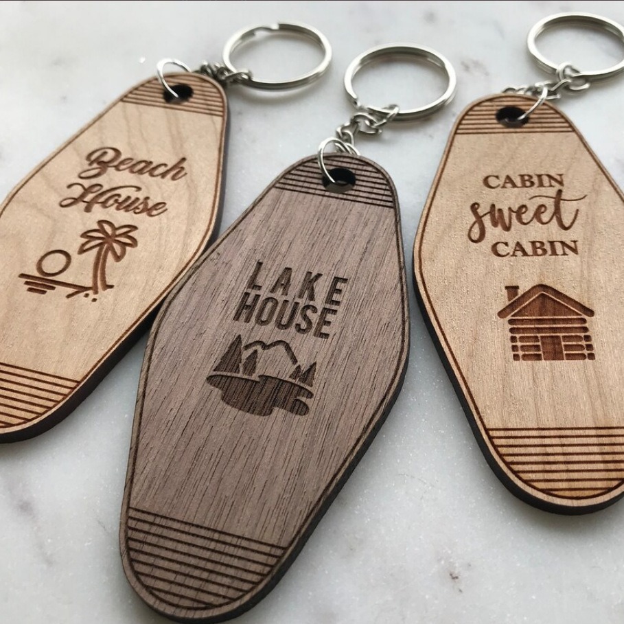 Diamond Wooden Keychain