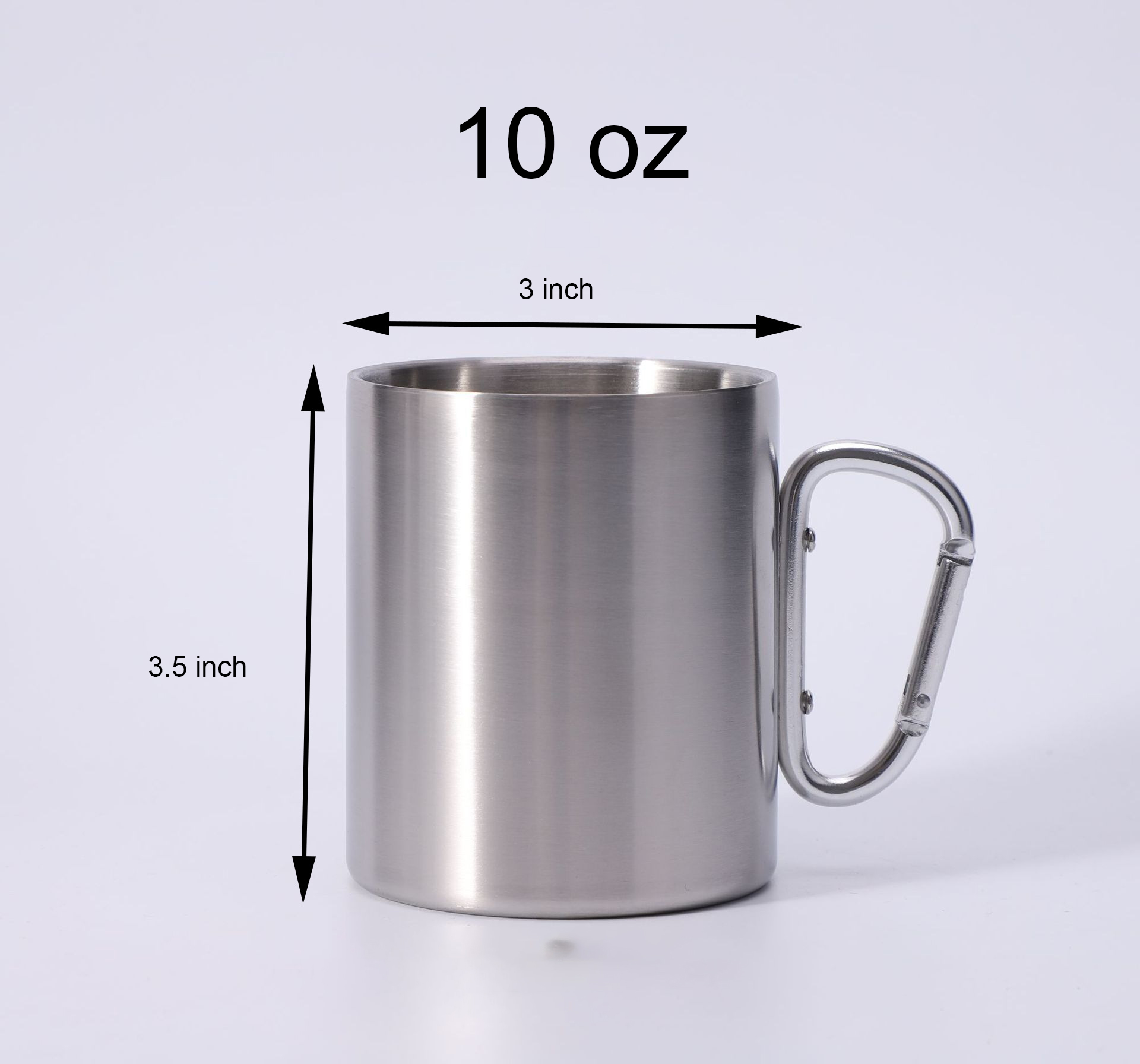 10 Oz. Stainless Steel Mug with Carabiner Handle