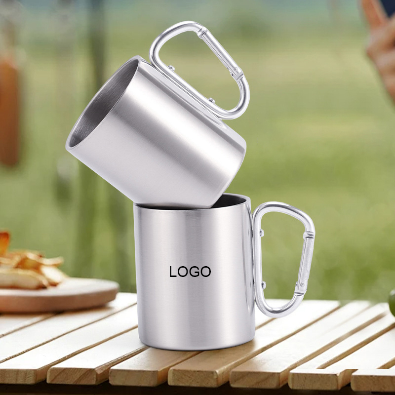 10 Oz. Stainless Steel Mug with Carabiner Handle