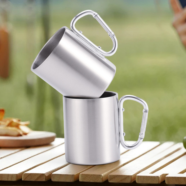 10 Oz. Stainless Steel Mug with Carabiner Handle