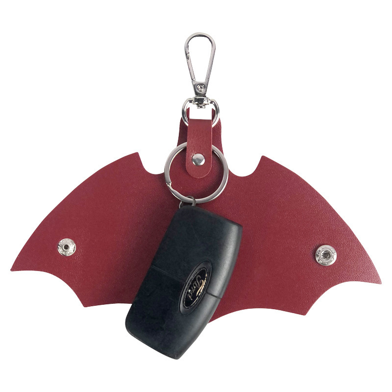 Leather Bat Car Key Chain Pouch