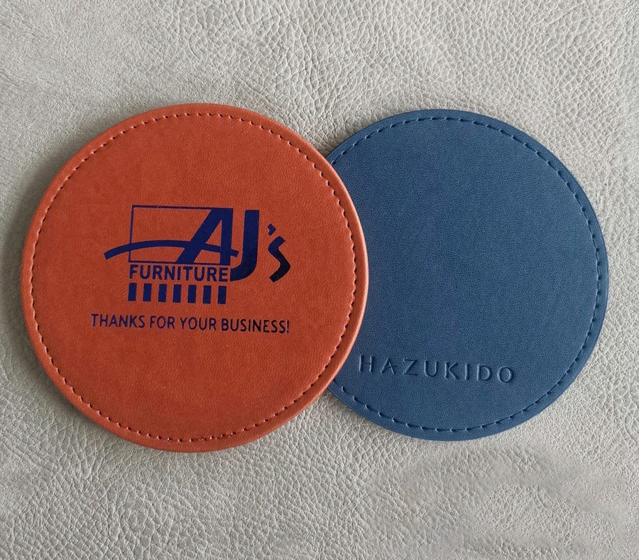 4'' Round PU Leather Coasters