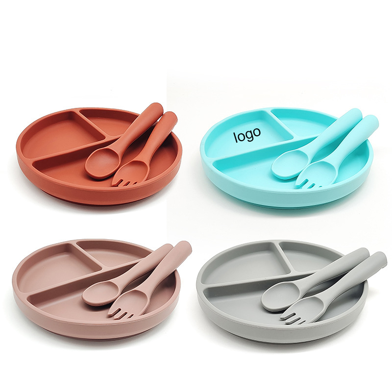 Silicone Baby Plate w/Fork Spoon
