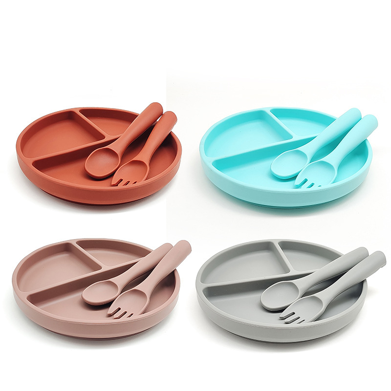 Silicone Baby Plate w/Fork Spoon