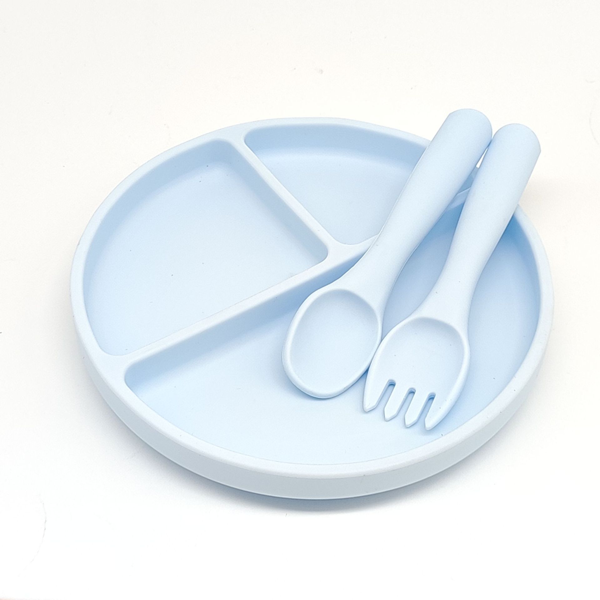 Silicone Baby Plate w/Fork Spoon