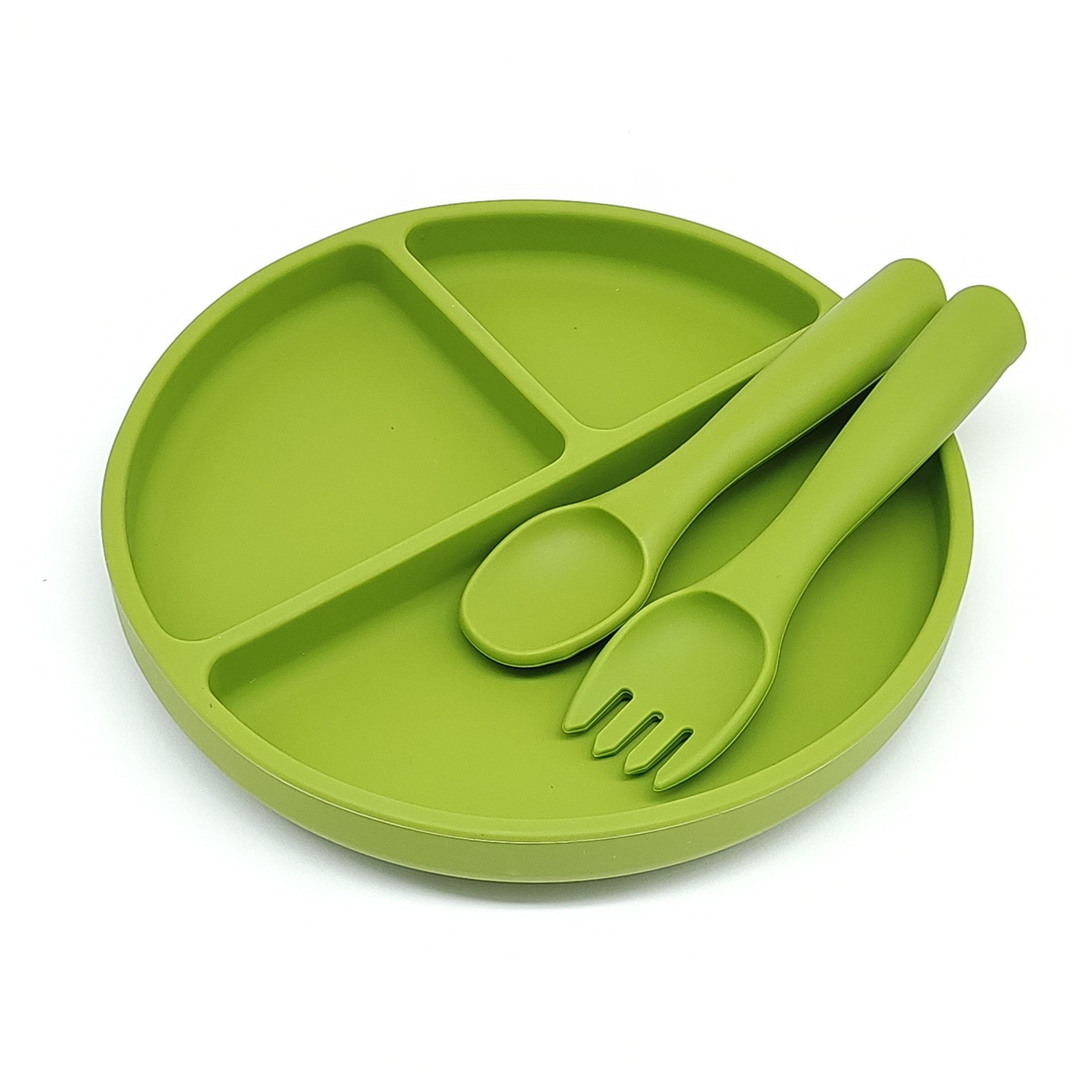Silicone Baby Plate w/Fork Spoon
