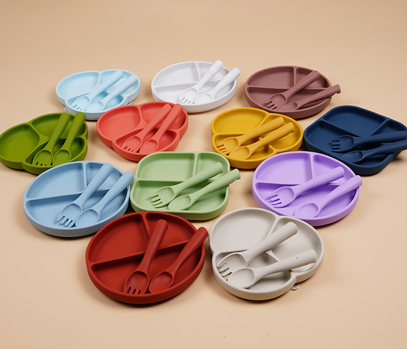 Silicone Baby Plate w/Fork Spoon