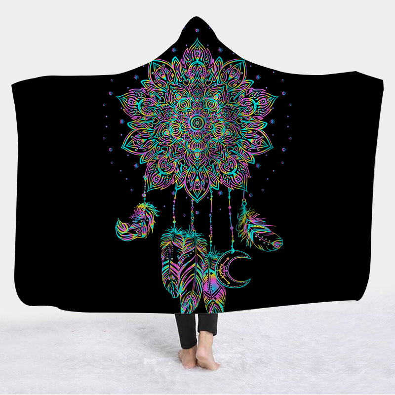 Full Color Hooded Flannel Dreamcatcher Blanket