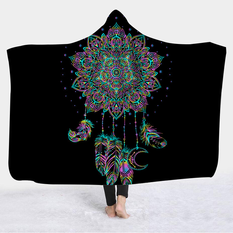 Full Color Hooded Flannel Dreamcatcher Blanket