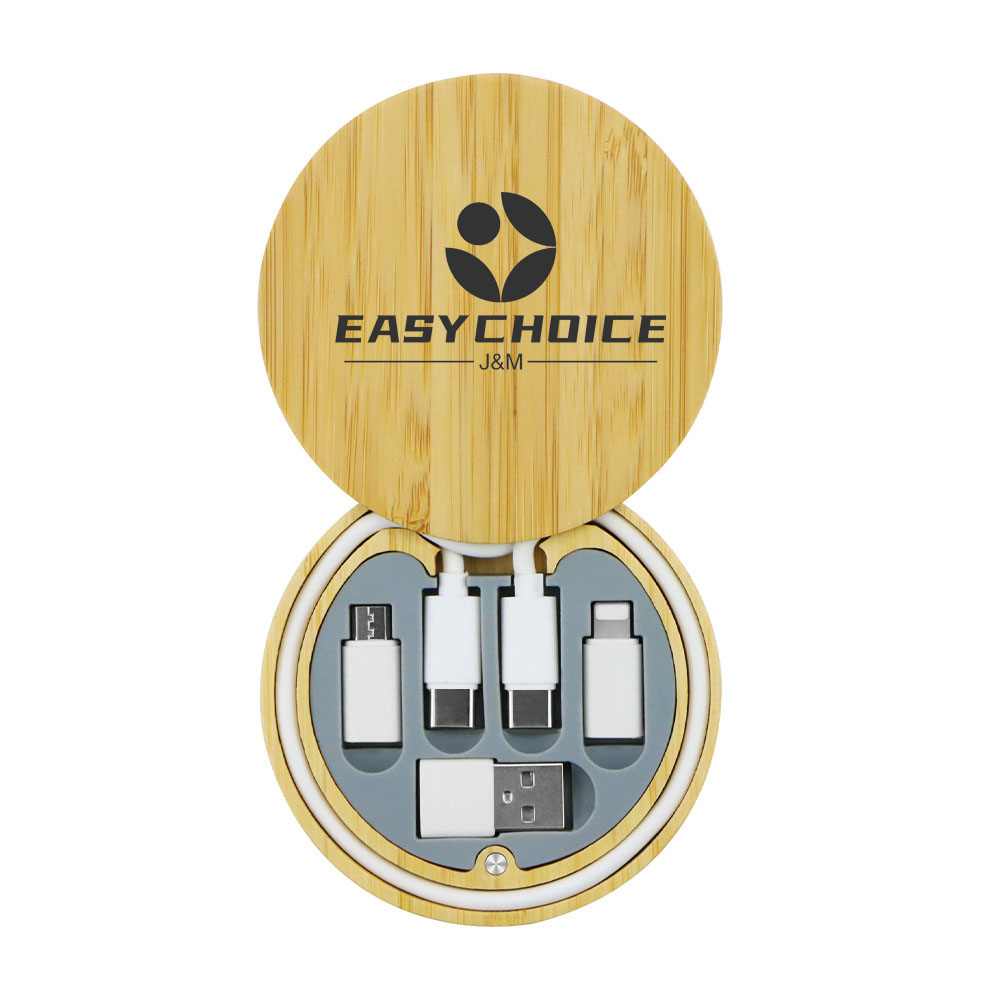 3 - in - 1 Bamboo Wood Data Cable Storage Box