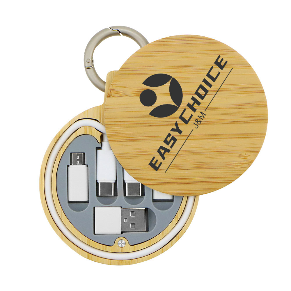 3 - in - 1 Bamboo Wood Data Cable Storage Box