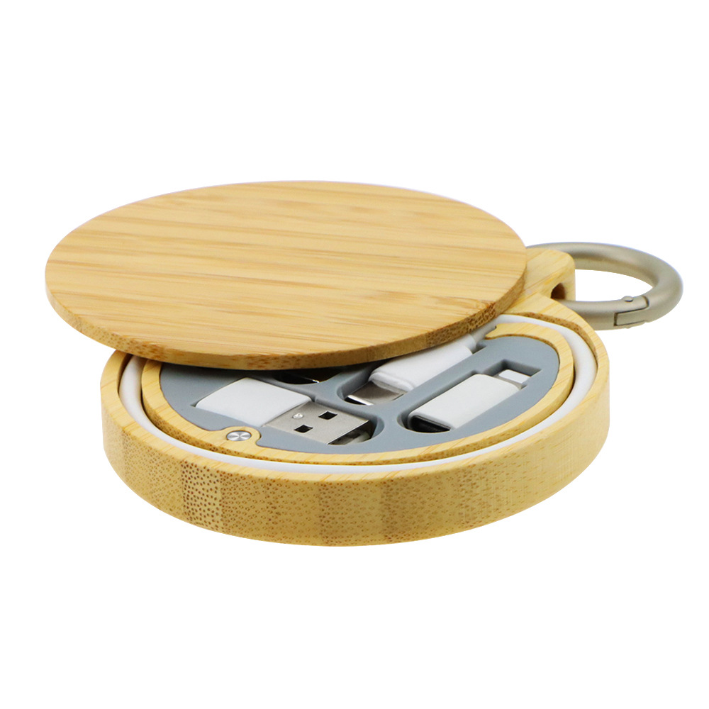 3 - in - 1 Bamboo Wood Data Cable Storage Box