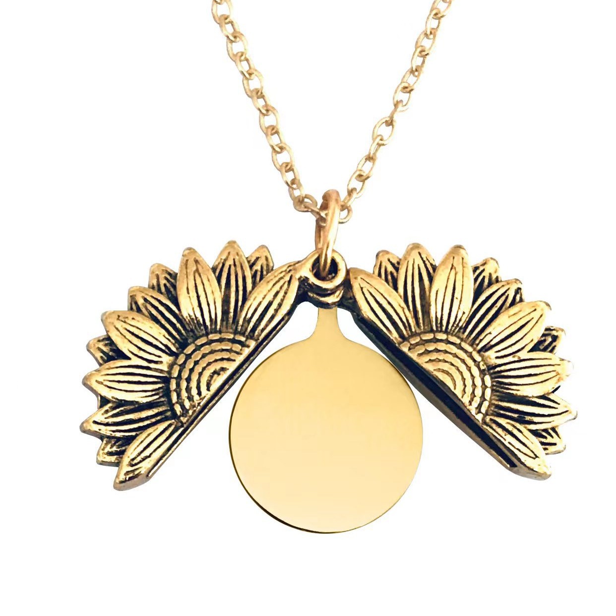 Stainless Steel Openable Sunflower Necklace