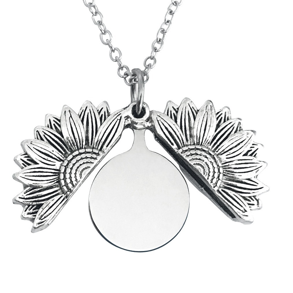 Stainless Steel Openable Sunflower Necklace