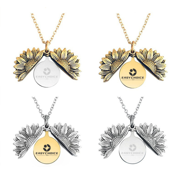 Stainless Steel Openable Sunflower Necklace